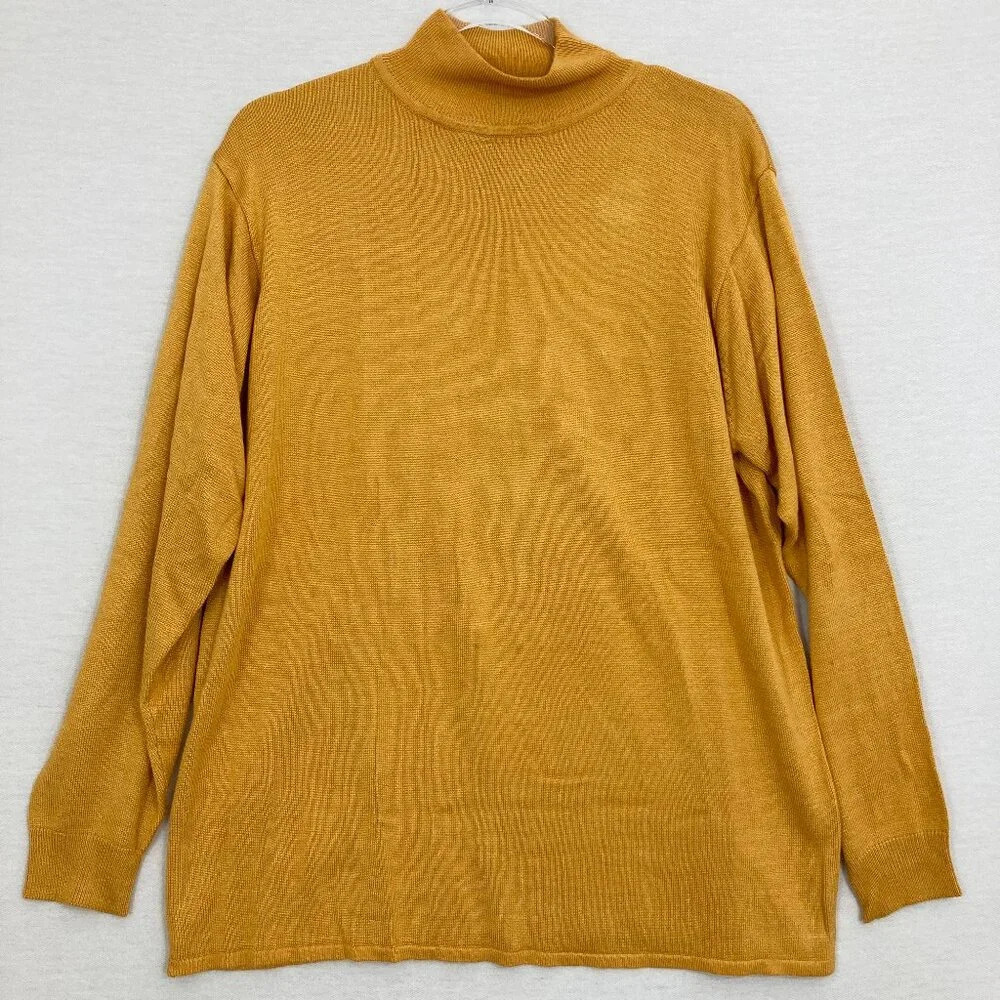 Vintage‎ Diane Von Furstenberg Mustard Turtle Neck Silk Blend Knit Sweater Large